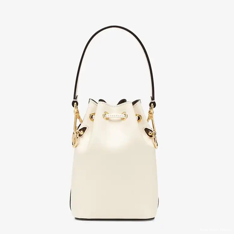 Affordable HOT White Tresor Mon Calf Mini Logo Bag Fendi ROMA Bucket Leather In 0706
